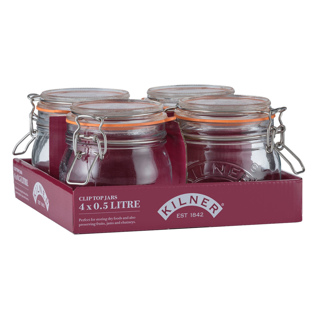 Clip Top Round Jar 0.5 Litre Tray Of 4