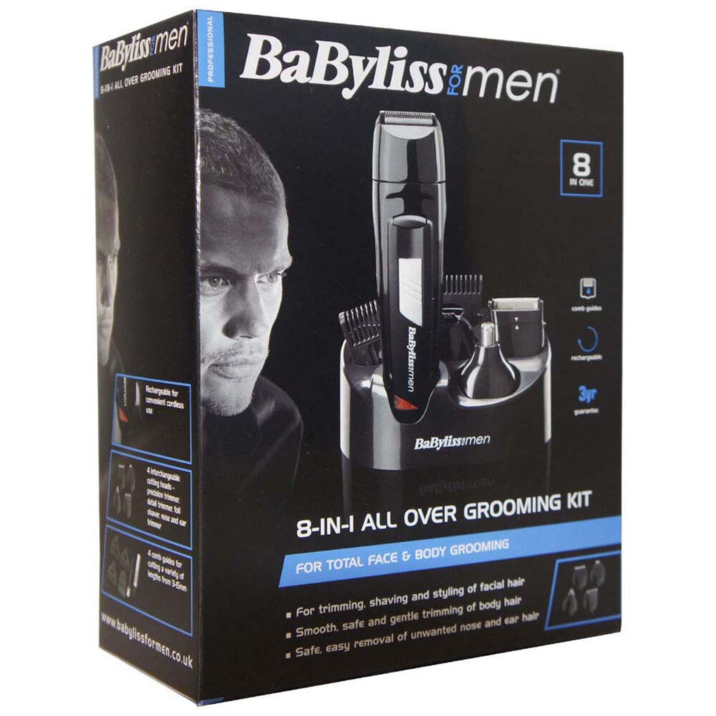 Babyliss Men 8 in 1 Grooming Kit Cordless Body Hair Clipper Beard Trimmer
