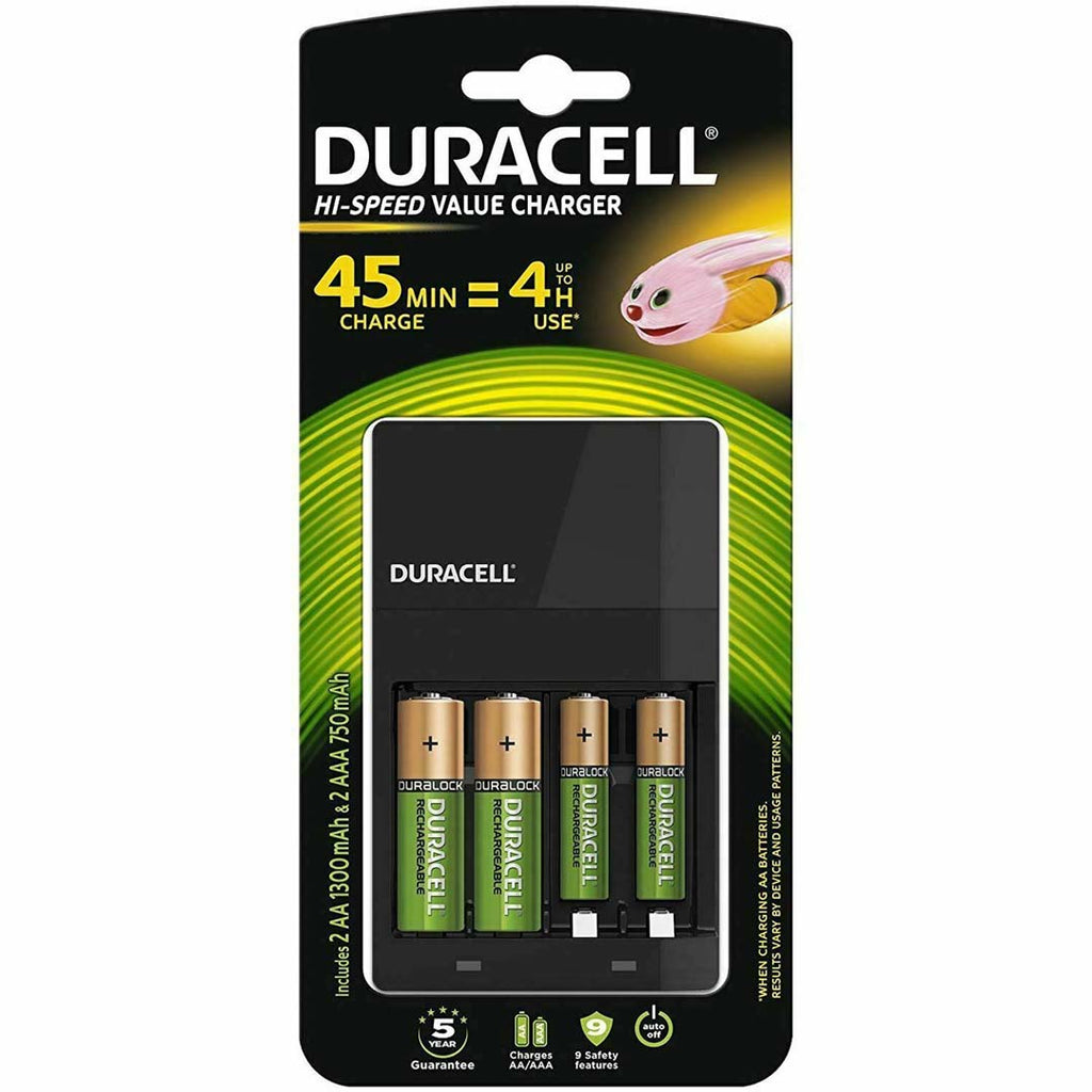 Duracell Fast Battery Charger Including 2 AA + 2 AAA Rechargeable Batteries