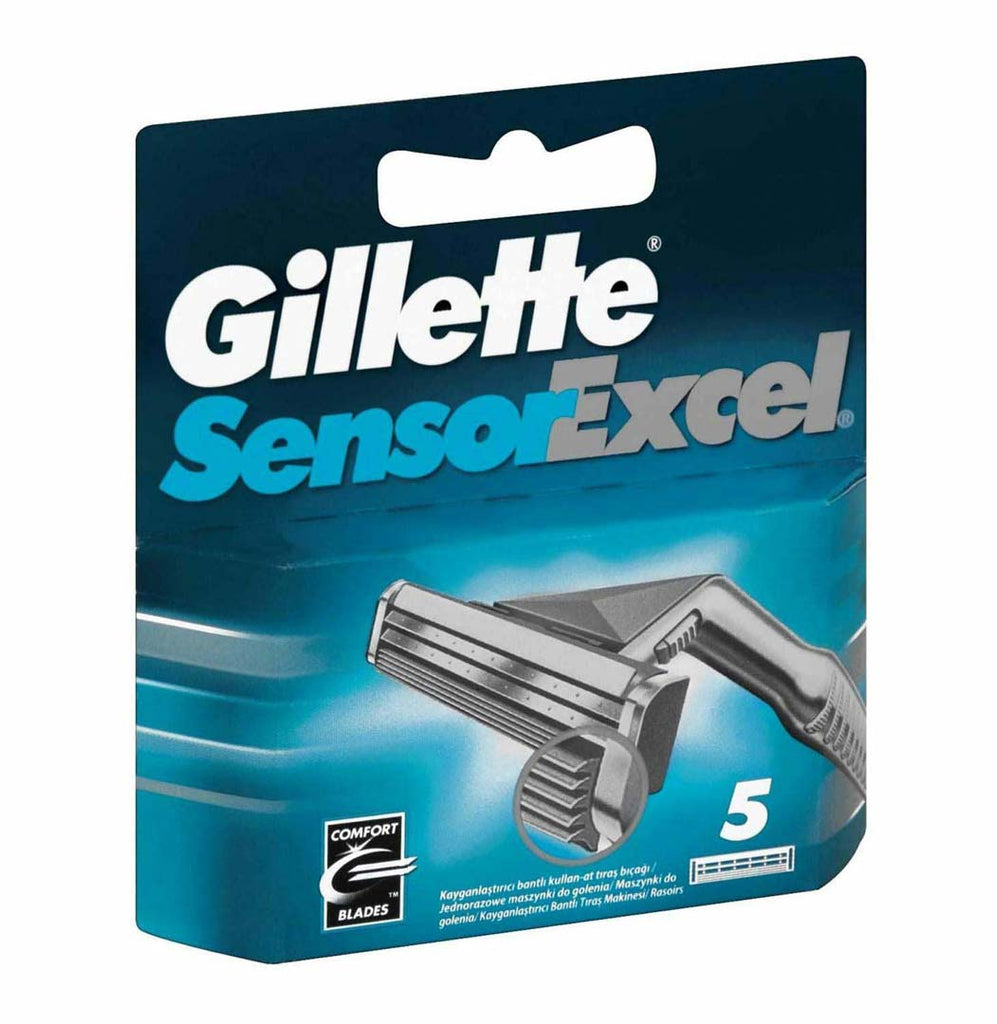 Gillette Sensor Excel Mens Replacement Razor Blade Refills Long Lasting x5 Pack
