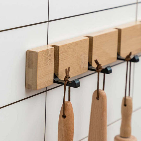 Wooden Wall Mounted Concealed Hook Hanging Storage Rack