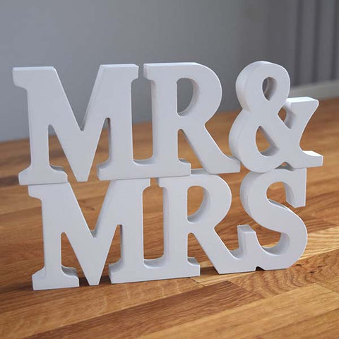 Mr & Mrs Wooden Letter Sign