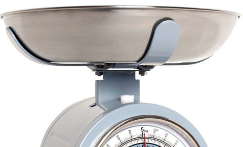 Traditional Retro Mechanical Kitchen Scales 5kg Blue Stainless Steel Bowl