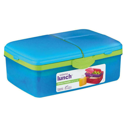 Sistema Lunch Box Slimline Quaddie 4 Compartments Food Container 1.5L and Bottle