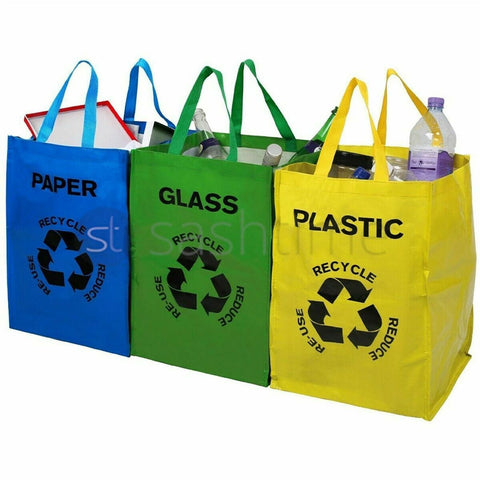 Set Of 3 Recycling Recycle Bags